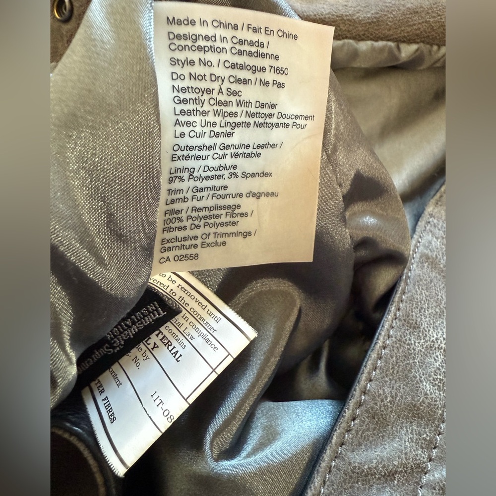 Danier Black and Gray Thinsulate Leather and Lambs Wool Trim Jacket - Picture 7 of 8